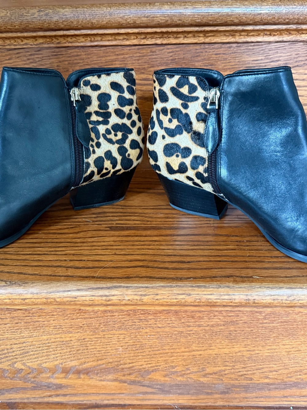 Franco Sarto Black & Leopard Print Kids Ankle Boots